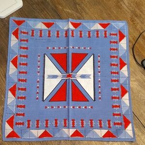 Geometric Blue and Red Bandana